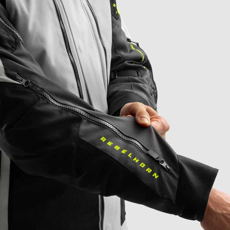 Rebelhorn Hardy 3.0 Textile Jacket Black / Light Grey / Fluo Yellow FREE UK Delivery, FREE 365 Day Returns | Moto Central