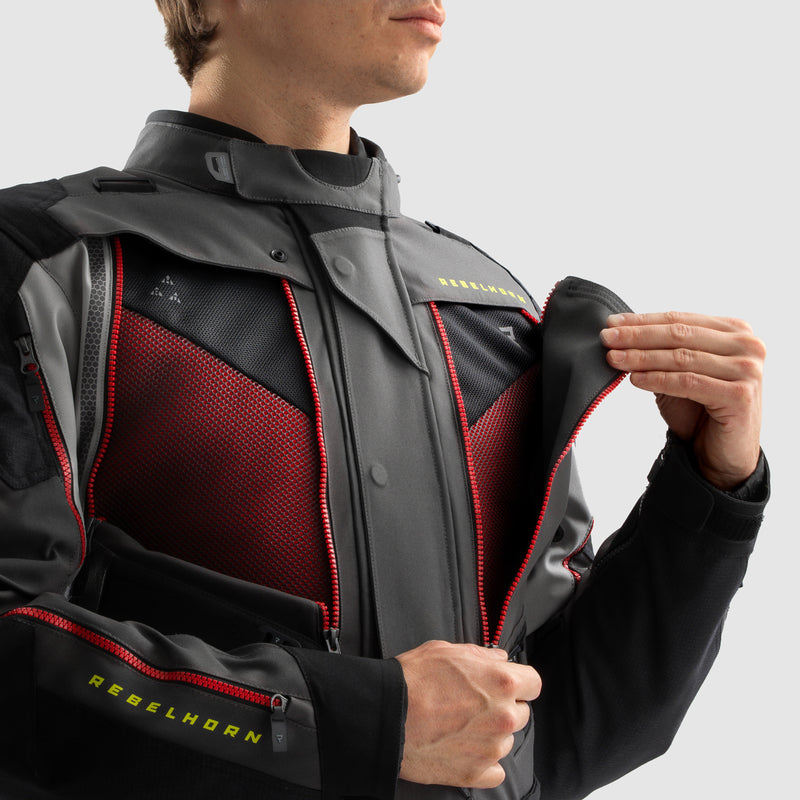 Rebelhorn Hardy 3.0 Textile Jacket Dark Grey / Black / Fluo Yellow FREE UK Delivery, FREE 365 Day Returns | Moto Central