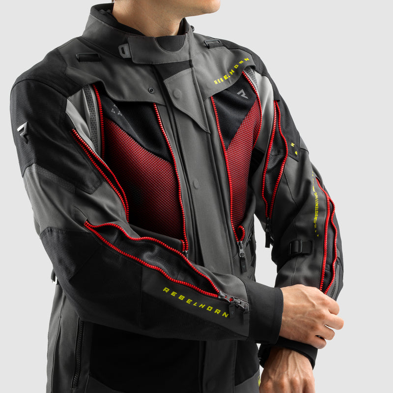 Rebelhorn Hardy 3.0 Textile Jacket Dark Grey / Black / Fluo Yellow FREE UK Delivery, FREE 365 Day Returns | Moto Central