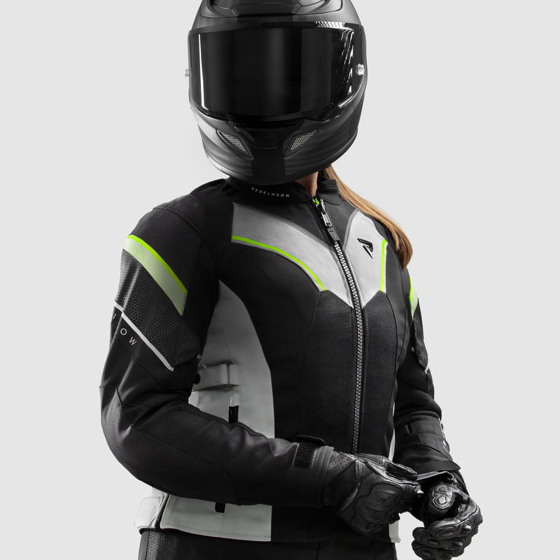 Rebelhorn Hiflow 5 Ladies Textile Jacket Black / Grey / Fluo Yellow FREE UK Delivery, FREE 365 Day Returns | Moto Central