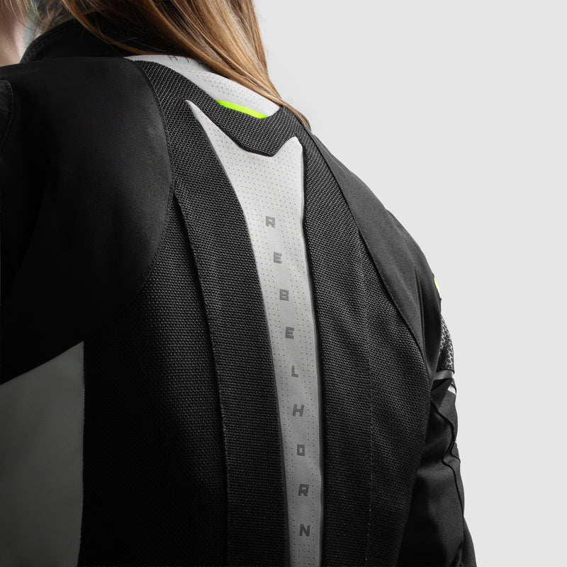 Rebelhorn Hiflow 5 Ladies Textile Jacket Black / Grey / Fluo Yellow FREE UK Delivery, FREE 365 Day Returns | Moto Central