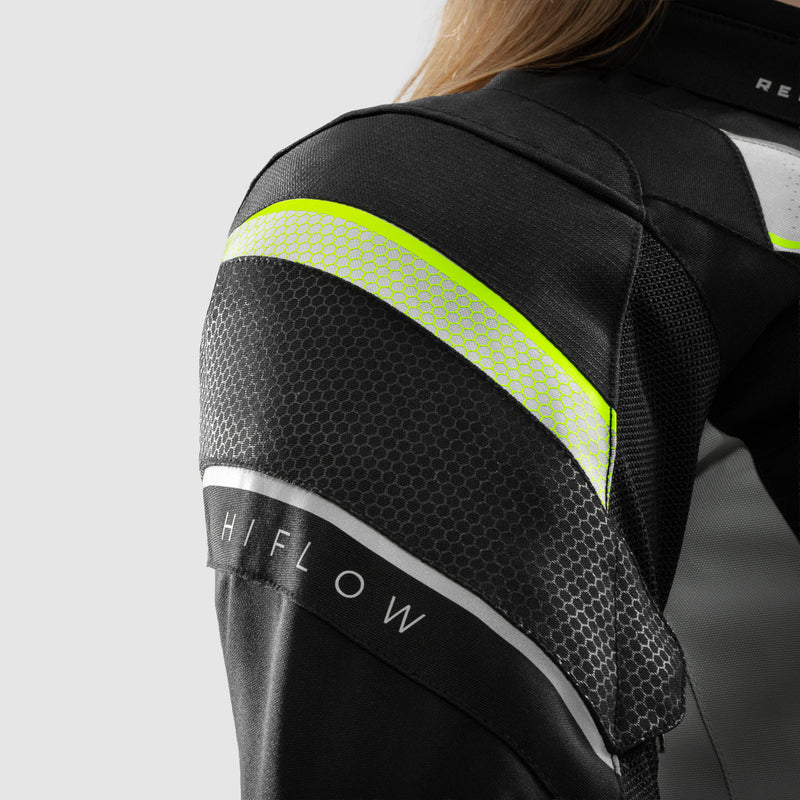 Rebelhorn Hiflow 5 Ladies Textile Jacket Black / Grey / Fluo Yellow FREE UK Delivery, FREE 365 Day Returns | Moto Central