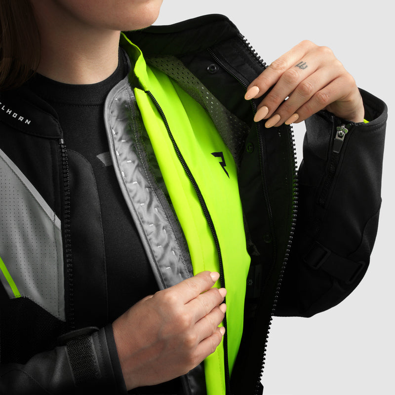 Rebelhorn Hiflow 5 Ladies Textile Jacket Black / Grey / Fluo Yellow FREE UK Delivery, FREE 365 Day Returns | Moto Central