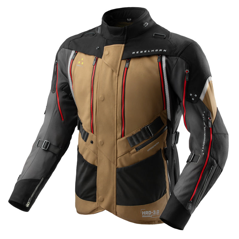 Rebelhorn Hardy 3.0 Textile Jacket Desert / Grey / Red FREE UK Delivery, FREE 365 Day Returns | Moto Central
