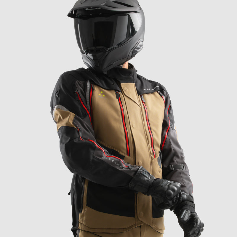 Rebelhorn Hardy 3.0 Textile Jacket Desert / Grey / Red FREE UK Delivery, FREE 365 Day Returns | Moto Central