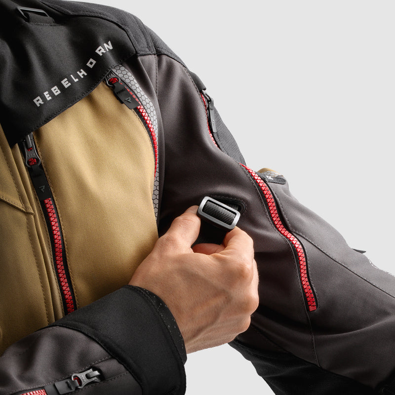 Rebelhorn Hardy 3.0 Textile Jacket Desert / Grey / Red FREE UK Delivery, FREE 365 Day Returns | Moto Central