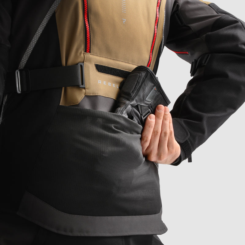Rebelhorn Hardy 3.0 Textile Jacket Desert / Grey / Red FREE UK Delivery, FREE 365 Day Returns | Moto Central