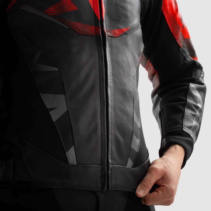Rebelhorn Inferno Leather Jacket Black / Fluo Red FREE UK Delivery, FREE 365 Day Returns | Moto Central