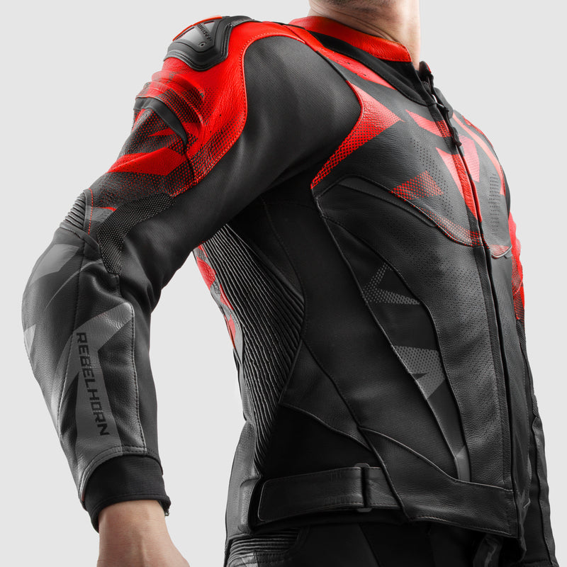 Rebelhorn Inferno Leather Jacket Black / Fluo Red FREE UK Delivery, FREE 365 Day Returns | Moto Central