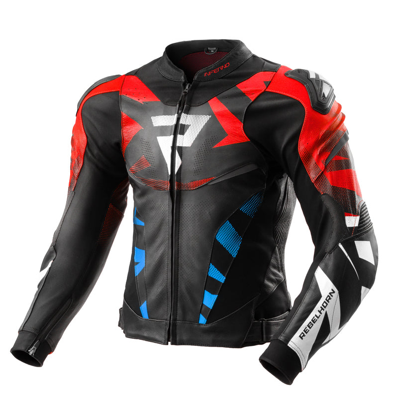 Rebelhorn Inferno Leather Jacket Black / Blue / White / Red FREE UK Delivery, FREE 365 Day Returns | Moto Central