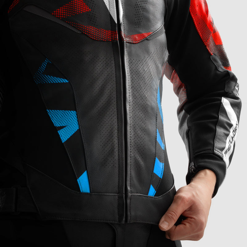 Rebelhorn Inferno Leather Jacket Black / Blue / White / Red FREE UK Delivery, FREE 365 Day Returns | Moto Central