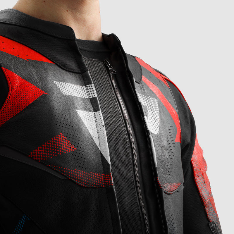 Rebelhorn Inferno Leather Jacket Black / Blue / White / Red FREE UK Delivery, FREE 365 Day Returns | Moto Central