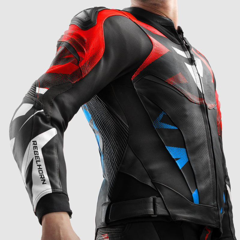 Rebelhorn Inferno Leather Jacket Black / Blue / White / Red FREE UK Delivery, FREE 365 Day Returns | Moto Central