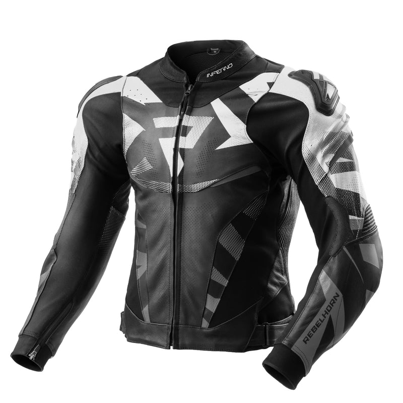 Rebelhorn Inferno Leather Jacket Black / White FREE UK Delivery, FREE 365 Day Returns | Moto Central