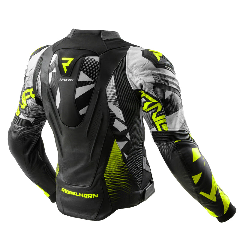 Rebelhorn Inferno Leather Jacket Black / Fluo Yellow FREE UK Delivery, FREE 365 Day Returns | Moto Central