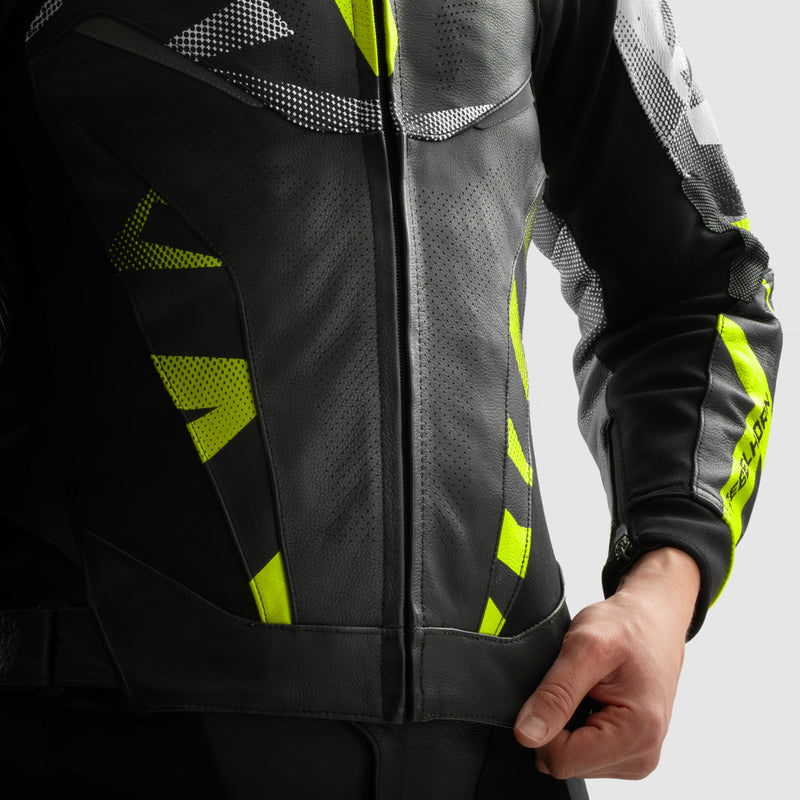 Rebelhorn Inferno Leather Jacket Black / Fluo Yellow FREE UK Delivery, FREE 365 Day Returns | Moto Central