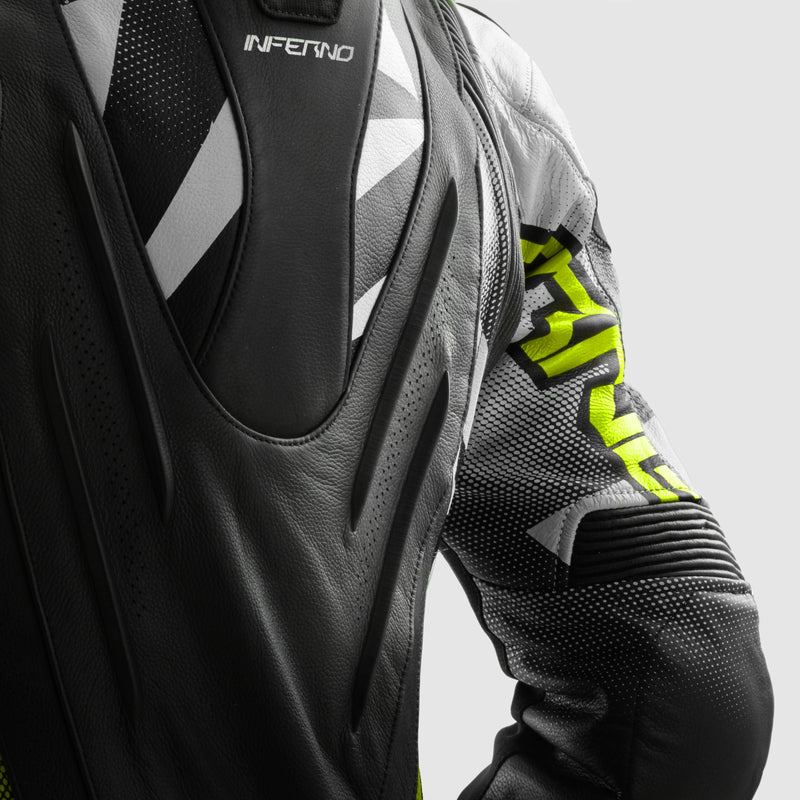Rebelhorn Inferno Leather Jacket Black / Fluo Yellow FREE UK Delivery, FREE 365 Day Returns | Moto Central