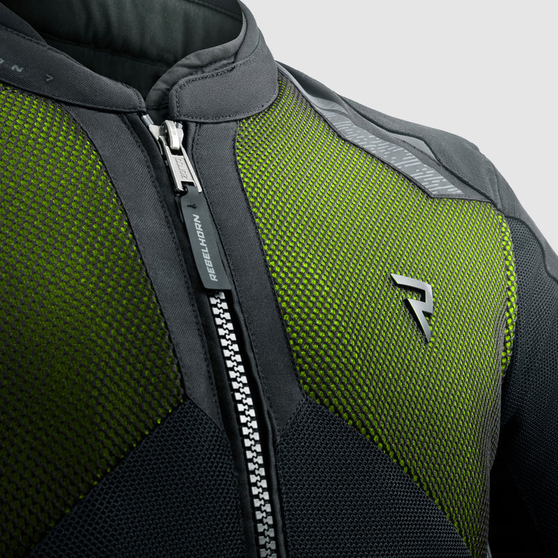 Rebelhorn Jax Textile Jacket Black / Fluo Yellow FREE UK Delivery, FREE 365 Day Returns | Moto Central