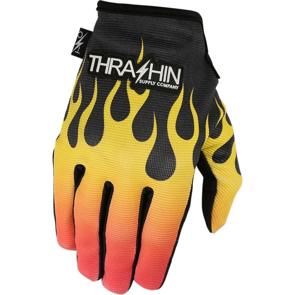 Thrashin Supply Company Stealth Textile Gloves Black / Orange / Yellow Flame
