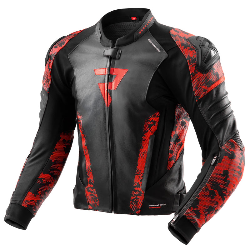 Rebelhorn Veloce Leather Jacket Black / Fluo Red FREE UK Delivery, FREE 365 Day Returns | Moto Central