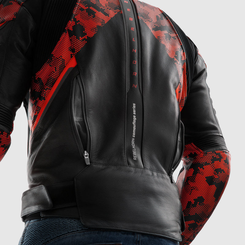 Rebelhorn Veloce Leather Jacket Black / Fluo Red FREE UK Delivery, FREE 365 Day Returns | Moto Central