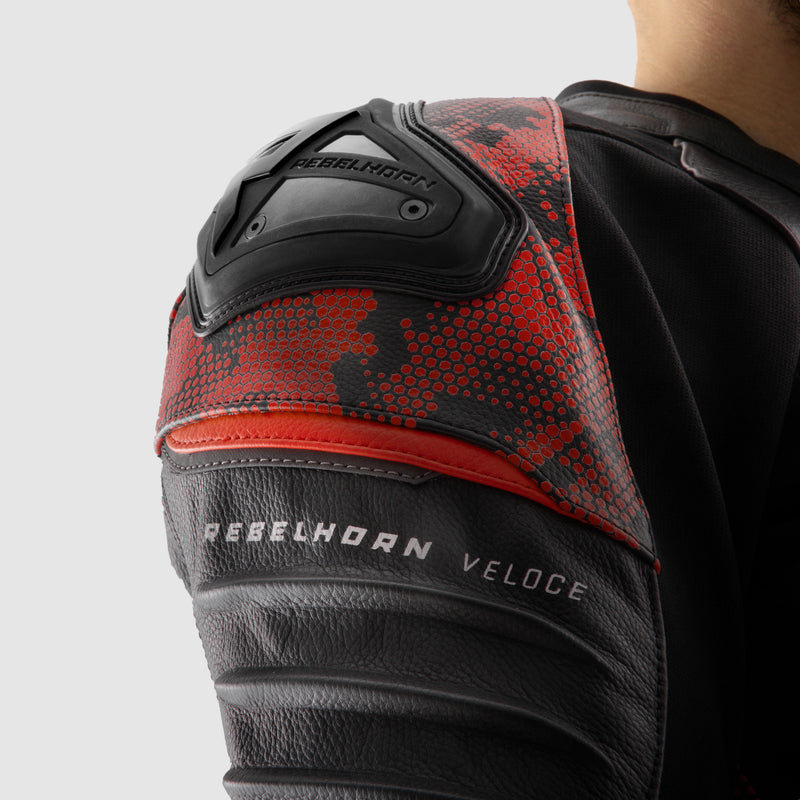 Rebelhorn Veloce Leather Jacket Black / Fluo Red FREE UK Delivery, FREE 365 Day Returns | Moto Central
