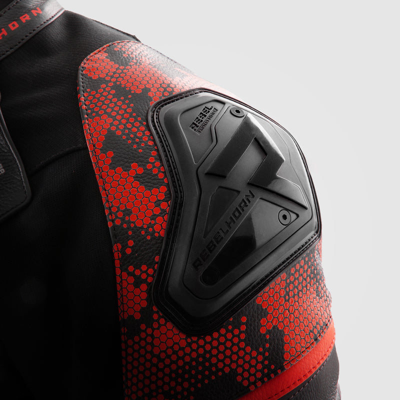 Rebelhorn Veloce Leather Jacket Black / Fluo Red FREE UK Delivery, FREE 365 Day Returns | Moto Central