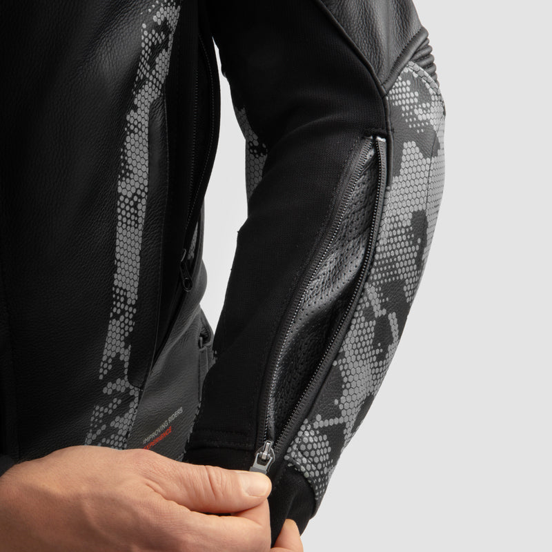 Rebelhorn Veloce Leather Jacket Black / Grey / Fluo Red FREE UK Delivery, FREE 365 Day Returns | Moto Central
