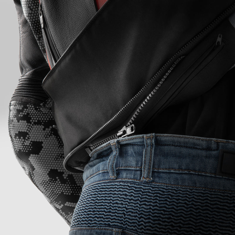 Rebelhorn Veloce Leather Jacket Black / Grey / Fluo Red FREE UK Delivery, FREE 365 Day Returns | Moto Central