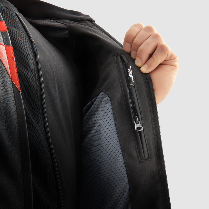 Rebelhorn Veloce Leather Jacket Black / Grey / Fluo Red FREE UK Delivery, FREE 365 Day Returns | Moto Central