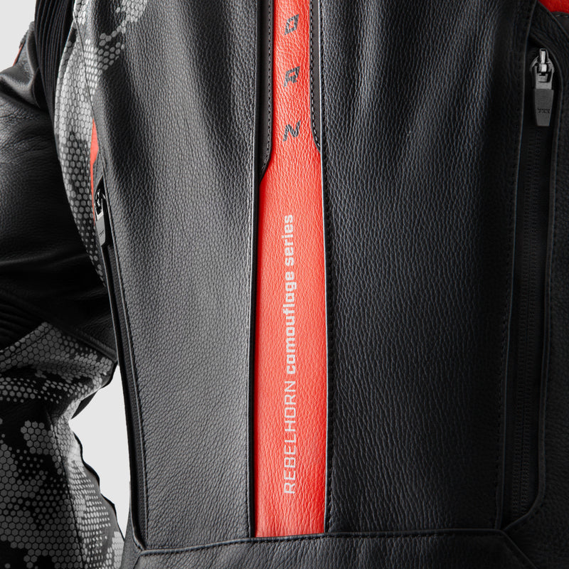 Rebelhorn Veloce Leather Jacket Black / Grey / Fluo Red FREE UK Delivery, FREE 365 Day Returns | Moto Central