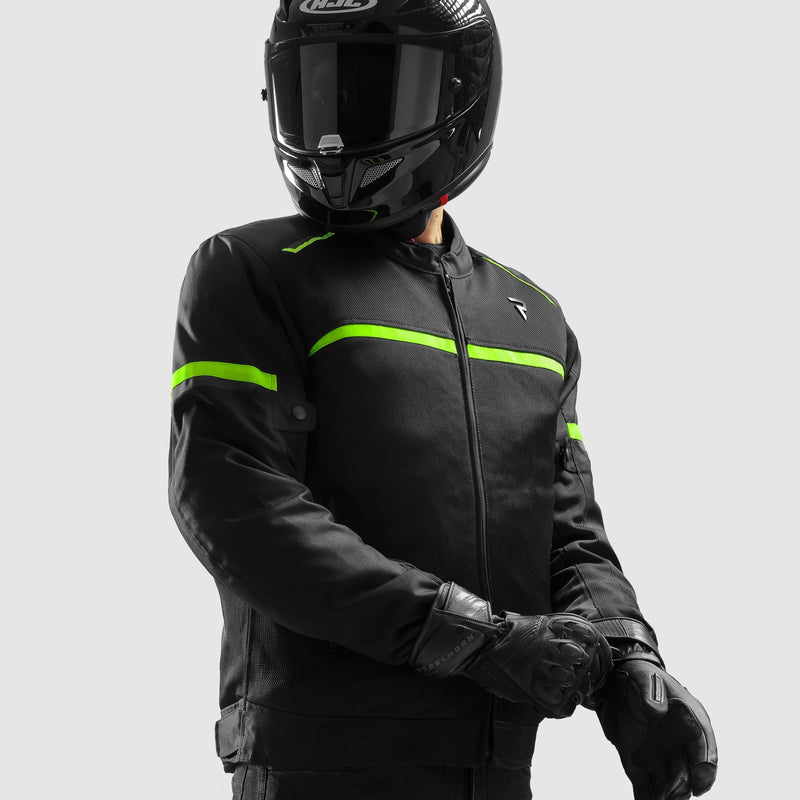 Rebelhorn Echo Textile Jacket Black / Fluo Yellow FREE UK Delivery, FREE 365 Day Returns | Moto Central