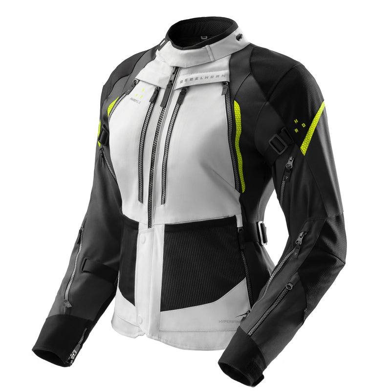 Rebelhorn Hardy 3.0 Ladies Textile Jacket Black / Light Grey / Fluo Yellow FREE UK Delivery, FREE 365 Day Returns | Moto Central
