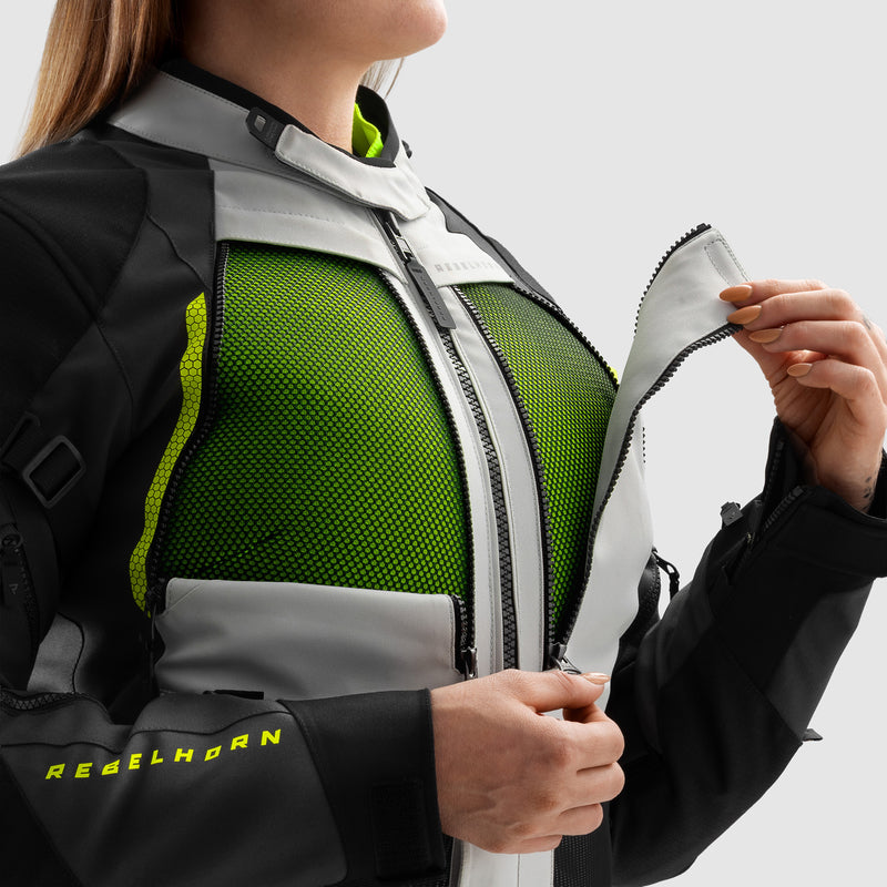 Rebelhorn Hardy 3.0 Ladies Textile Jacket Black / Light Grey / Fluo Yellow FREE UK Delivery, FREE 365 Day Returns | Moto Central