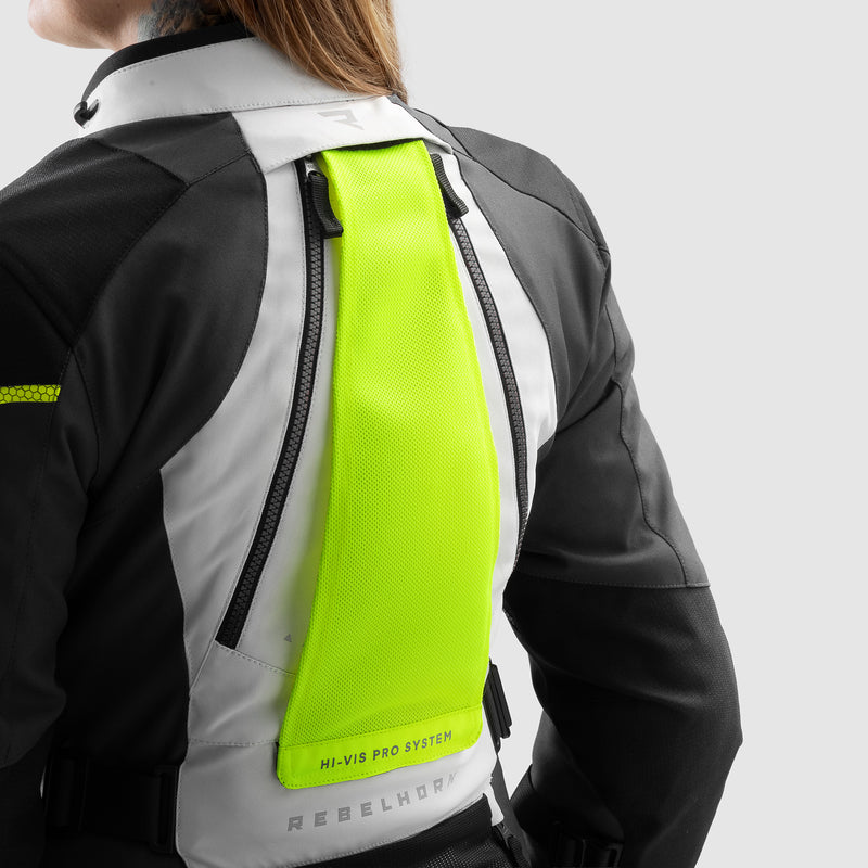 Rebelhorn Hardy 3.0 Ladies Textile Jacket Black / Light Grey / Fluo Yellow FREE UK Delivery, FREE 365 Day Returns | Moto Central