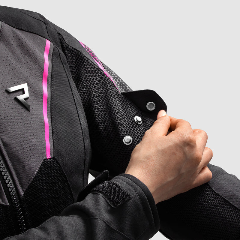 Rebelhorn Hiflow 5 Ladies Textile Jacket Black / Grey / Fluo Pink FREE UK Delivery, FREE 365 Day Returns | Moto Central