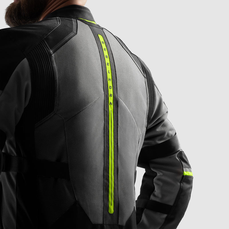 Rebelhorn Scandal 3 Textile Jacket Black / Grey / Fluo Yellow FREE UK Delivery, FREE 365 Day Returns | Moto Central