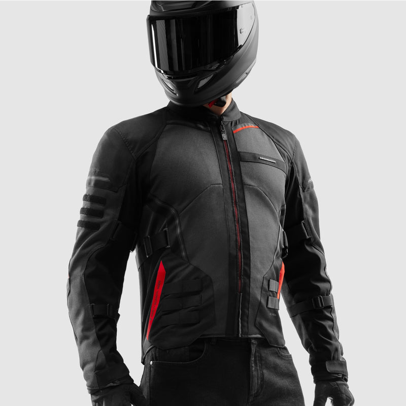 Rebelhorn Scandal 3 Textile Jacket Black / Dark Grey / Red FREE UK Delivery, FREE 365 Day Returns | Moto Central