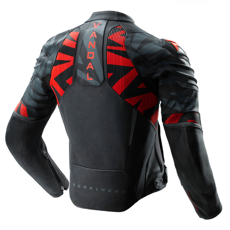 Rebelhorn Vandal 2 Leather Jacket Black / Grey / Fluo Red FREE UK Delivery, FREE 365 Day Returns | Moto Central