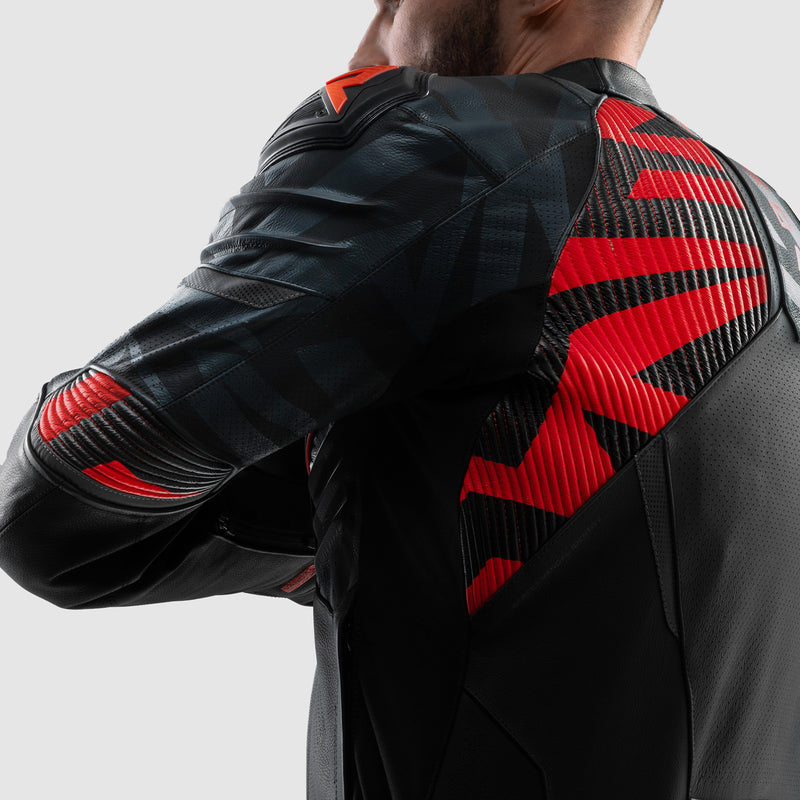 Rebelhorn Vandal 2 Leather Jacket Black / Grey / Fluo Red FREE UK Delivery, FREE 365 Day Returns | Moto Central