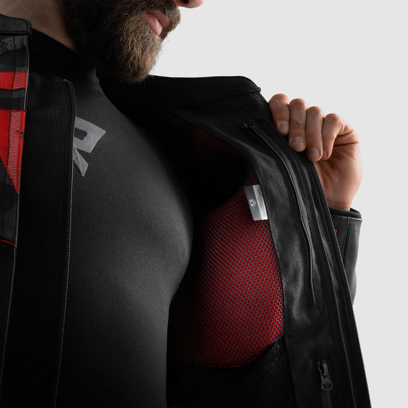 Rebelhorn Vandal 2 Leather Jacket Black / Grey / Fluo Red FREE UK Delivery, FREE 365 Day Returns | Moto Central