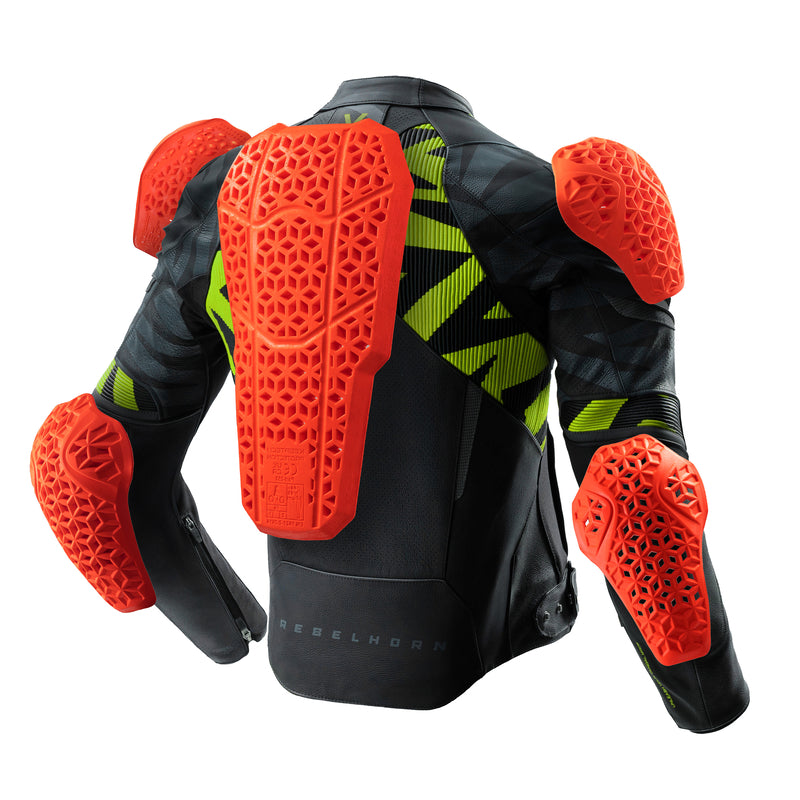 Rebelhorn Vandal 2 Leather Jacket Black / Grey / Fluo Yellow FREE UK Delivery, FREE 365 Day Returns | Moto Central