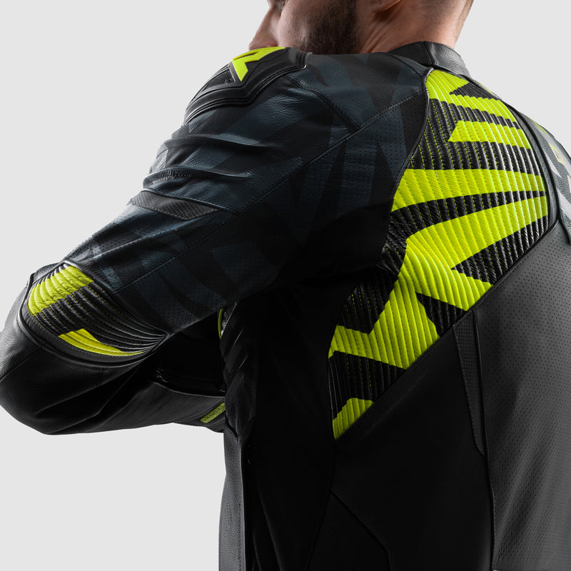 Rebelhorn Vandal 2 Leather Jacket Black / Grey / Fluo Yellow FREE UK Delivery, FREE 365 Day Returns | Moto Central
