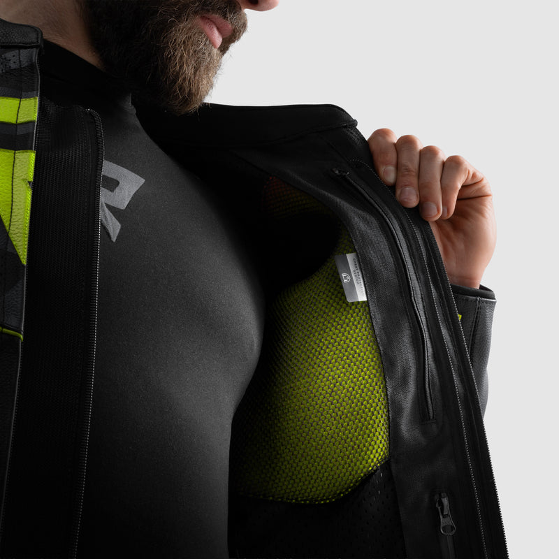 Rebelhorn Vandal 2 Leather Jacket Black / Grey / Fluo Yellow FREE UK Delivery, FREE 365 Day Returns | Moto Central