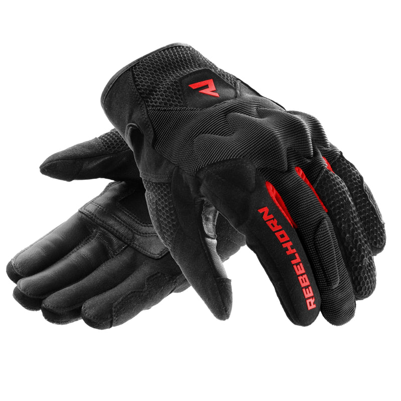 Rebelhorn Core Gloves Black / Red FREE UK Delivery, FREE 365 Day Returns | Moto Central
