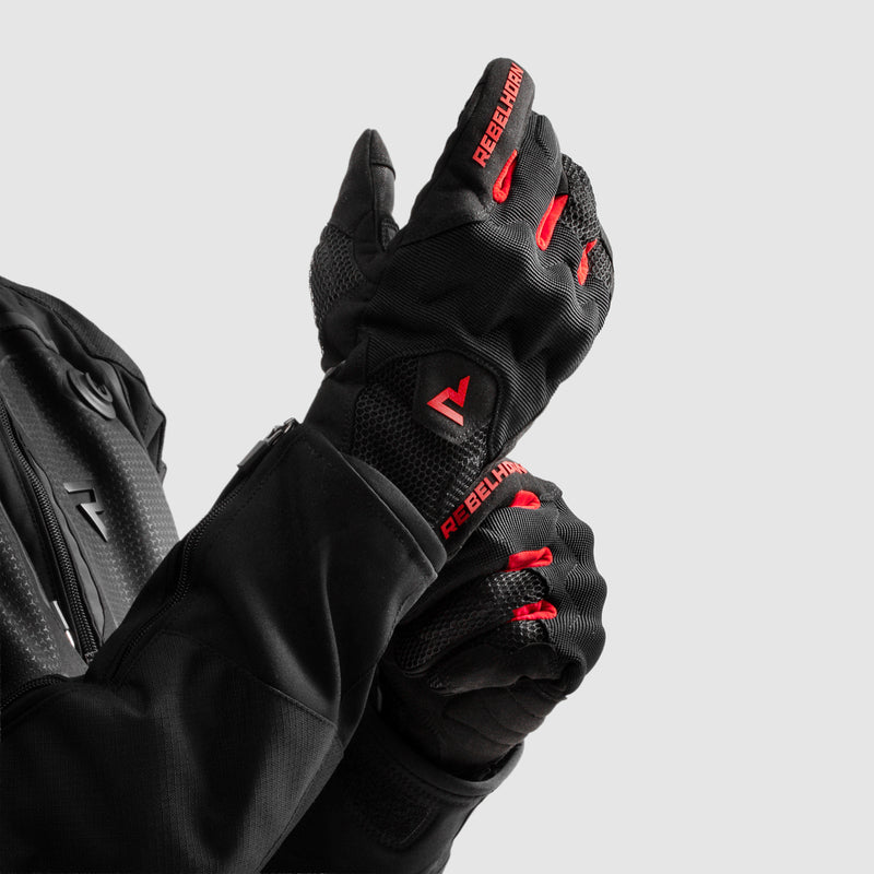 Rebelhorn Core Gloves Black / Red FREE UK Delivery, FREE 365 Day Returns | Moto Central