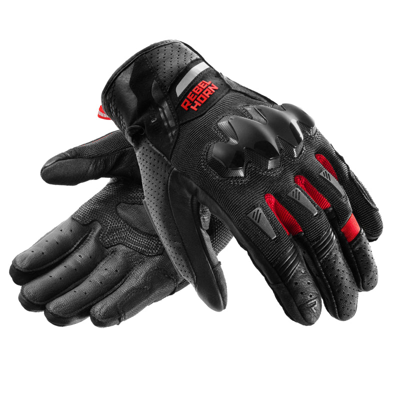 Rebelhorn Defender Gloves Black / Red FREE UK Delivery, FREE 365 Day Returns | Moto Central