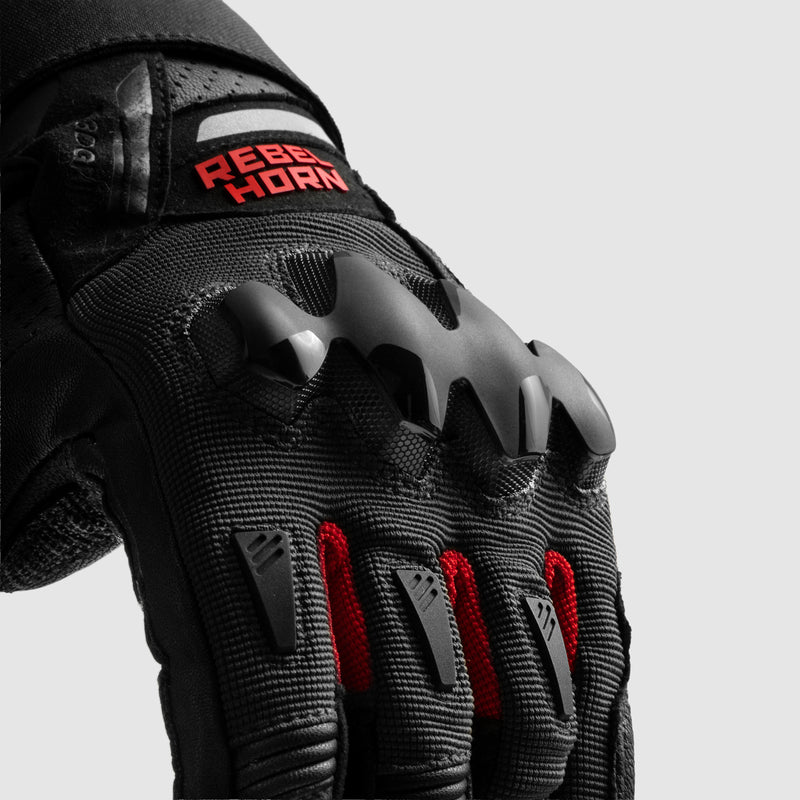 Rebelhorn Defender Gloves Black / Red FREE UK Delivery, FREE 365 Day Returns | Moto Central