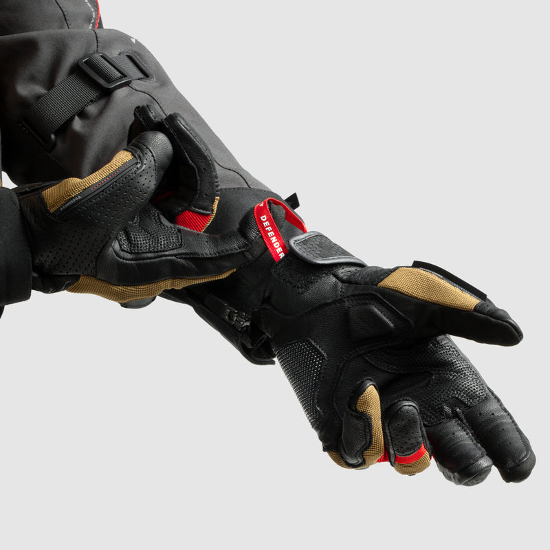 Rebelhorn Defender Gloves Desert / Black / Red FREE UK Delivery, FREE 365 Day Returns | Moto Central