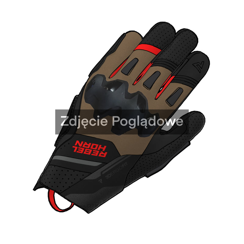 Rebelhorn Defender Gloves Desert / Black / Red FREE UK Delivery, FREE 365 Day Returns | Moto Central